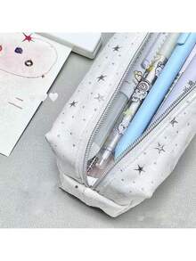 1个星形波点简约可爱铅笔盒，学生文具星形波点高品质拉链收纳袋 - 筆袋 - 查看 5