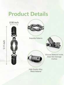 Vintage Sweater Cardigan Collar Clips, Waist Cincher Clips ,Dress Shirt Brooch Clips, Silver Flower Pattern Sweater Shawl Clip -Waist Clip, Waist Cincher Cardigan Clip Scarf Collar Accessory Clips & Brooch Clips For Clothing Gifts - Multicolor - View 10