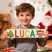1 pieza Rompecabezas de madera personalizado, regalo de 1er cumpleaños para niños pequeños, juguetes para preescolares de 1, 2, 3, 4, 5, 6 años, juguetes Montessori para niños, juguetes de educación temprana para niños, juguetes cognitivos para niñas, de hermosos colores adecuados para niñas, rompecabezas con nombre personalizado, rompecabezas de alfabeto 3D personalizado, tablero de agarre manual - Colores del arco iris - Ver 2