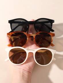 3pcs/Set Vintage Full Frame Round Fashion Glasses, Korean Style - Multicolor - View 2
