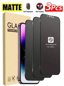 3pcs Matte Ceramic Privacy Screen Protector, Full Coverage, Protects Privacy, Anti-Scratch, Compatible With X/XR/11/12/13/14/15/16/17/17 Air/17 Pro/17 Pro Max Series - Black - View 40