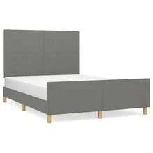 vidaXL Telaio del letto senza materasso, grigio scuro, 140x190 cm, tessuto - Grigio - Visualizzare 2