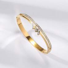 金色蝴蝶手镯套装，罗马数字装饰开口手镯，几何元素，时尚优雅，适合作为礼物、节日庆典和音乐派对的配饰 - 彩色 - 查看 3