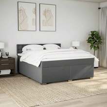 vidaXL Boxspringbett Mit Matratze Dunkelgrau 180x200 Cm Stoff - Grey - View 3