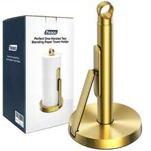 Theaoo Heavy-Duty Stainless Steel Paper Towel Holder With Tension Arm – Easy One-Handed Tear, Modern Standing Countertop Dispenser For Kitchen, Holds All Paper Towel Rolls - Gold - View 12
