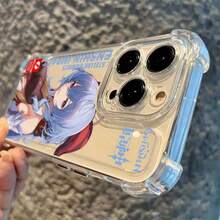 Elegant Blue Hair Flowing Anime Girl Ganyus Phone Case Compatible With Apple For IPhone 16 16e 15 14 13 12 Mini 11 Pro Max X XR XSMAX 8 7 E Plus Four-Corner Anti-Fall Transparent Soft Case Ultra-Thin Back Cover New Ultra-Thin Creative - Trong sáng - Xem 8