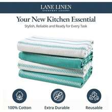 LANE LINEN Kitchen Towels Set - Pack of 4 Cotton Dish Towels for Drying Dishes, 18"x 28", Kitchen Hand Towels, Absorbent Tea Towels, Towels for Kitchen, Quick Drying Kitchen Towel Set - Lemon Yellow(13: Peacock Blue Herringbone Set of 4) - Multicolor - Ver 5