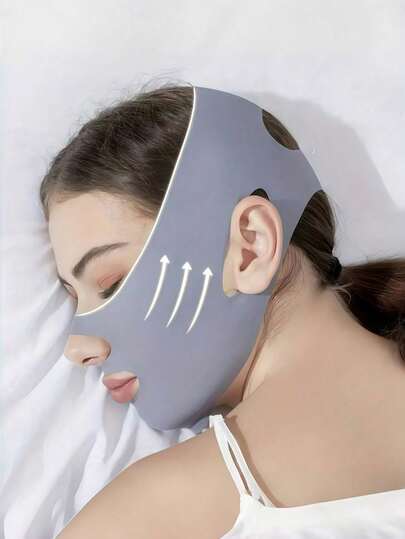 1pc Summer Reusable Face Mask - Breathable Seamless V-Shape With Gray & Pink Colors, Unisex Adjustable Chin Retention, Lightweight Crease-Free For Exercise, Yoga & Sleep, Y2K Goth Travel Accessory & Gift For Women