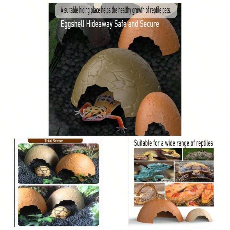 6Pcs Reptile Hide, Reptile Use Hide Cave Snakes Crested Gecko, Leopard Gecko, Snake, Crabs Hide Cave Brown, Regular - Brown + Regular - View 1