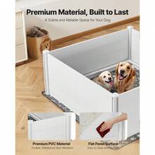 Dogs Whelping Box, 60 X 60 X 24 Inch, Plastic PVC Puppies Playpen With Height Adjustable Door And Washable Pee Pad, Anti-Deformation Indoor Puppy Play Pen For Extra Large Breed Dogs, Milk White - Grey - View 3