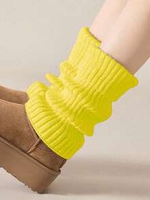 1/5 双女士护腿套，白色针织保暖小腿袜，适合秋冬季节。女士堆堆袜，保暖，袜口防漏气，粗针织细节，柔软保暖，时尚叠穿，秋冬季必备。 - 彩色 - 查看 15