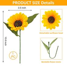 ArtiEleg 1/3/8/12/20pcs Artificial Silk Sunflower With Stem, Home Decor For Room, Bedroom, Easter, Mother's Day, DIY Craft, Wedding, Birthday, Valentine's Day - Yellow - View 17