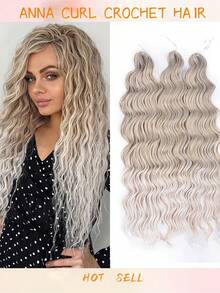 Heat-Resistant 24 Inch Synthetic Braiding Hair Extensions Loose Deep Wavy Braid Hair Water Wave Ombre Brown Twist Crochet Curly Anna Hair For Christmas New Year - Multicolor - View 59