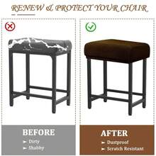 Levoberg Bar Stool Cover Rectangle Stretch Counter Height Barstool Slipcovers Rectangular Vanity Stool Cover Kitchen Counter Saddle Seat Cover For Wooden Metal Bench Set Of 2 Coffee,2Pack,Coffee - 咖啡 - 查看 5