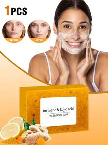 姜黄和水杨酸，柠檬姜黄和水杨酸亮肤皂，天然有机姜黄面部和身体清洁皂，适用于面部和身体，深层清洁并柔滑肌肤。