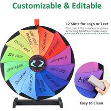 24 Inch Heavy Duty Prize Wheel - Carnival Games Roulette Wheel With Dry Erase Marker - 12 Slot Tabletop Fortune Spinning Wheel Games For Trade Show, Carnival,31254289 - Redwood - View 5