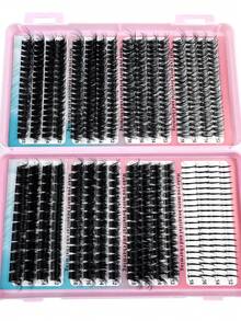 560pcs/Set Thick & Fluffy Wispy Faux Mink Lashes, 0.07mm D Curl, 12-18mm Mixed Length, Natural Soft Eyelash Extensions, Suitable For Any Style, Reusable Makeup Cosmetics - D - 查看 7