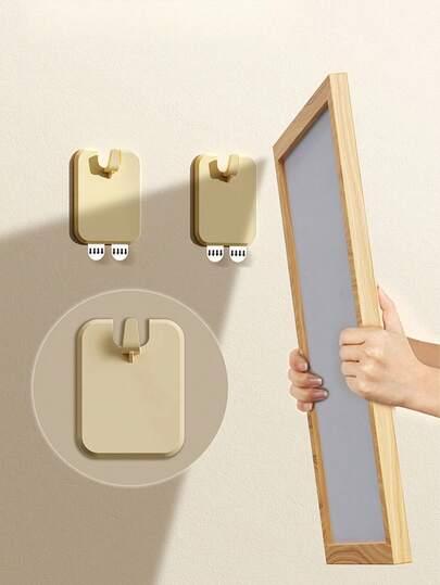 1pc/2pcs/4pcs/6pcs/8pcs/10pcs Beige & White Frameless Wall Hooks, Damage-Free Nail-Free Picture Frame Hanger, Wall Decor Holder For Wedding Photo, Painting