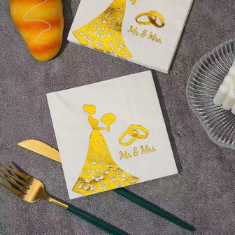 20 PIEZAS Servilletas de papel con patrón de letras doradas para fiestas con tema festivo, servilletas de fiesta, decoraciones para fiestas de boda y cumpleaños, simples y prácticas multifuncionales, servilletas de cóctel y decoraciones de fiesta de Navidad
