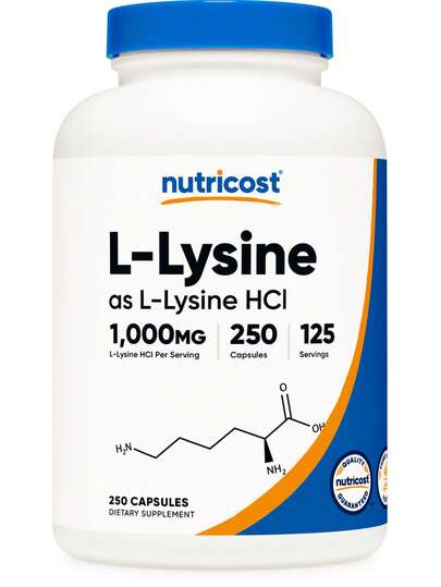 Nutricost L-Lysine 1000mg, 250 Capsules - 500mg Per Cap, Gluten Free, Non-GMO