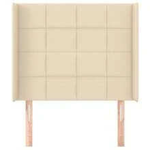 vidaXL Kopfteil mit Ohren, Creme, 93x16x118/128 cm Stoff - Weiss - Übersicht 3