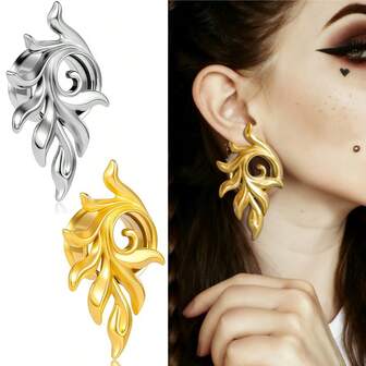 2 ชิ้น ปลั๊กขยายหูรูปดอกไม้พังก์สวยหรู, อุโมงค์หูเท่ทำจากสแตนเลส 316 เครื่องประดับเจาะร่างกายสำหรับผู้หญิง ต่างหูสวยหรู ของขวัญวันวาเลนไทน์ สินค้าใหม่