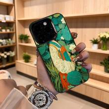 Cubierta de telefono con diseño de mujer en jardín verde y flores estampado Casepro para iPhone elegante uso diario y ocasiones especiales Aplicable a los teléfonos de la serie Apple y Galaxy - Blanco - Ver 4