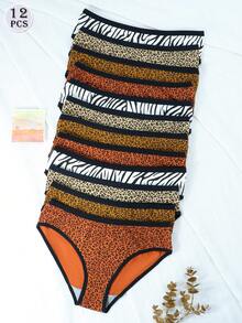 12Pcs/Set Women's Cotton Underwear Panties Ladies Low-Rise Briefs Lingerie - Nhiều màu - Xem 5