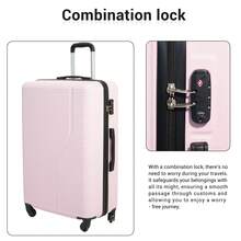 7-Piece Luggage Set ABS Lightweight & Durable Suitcase With Spinner Wheels, TSA Lock, (20/24/28) - 粉色 - 查看 2