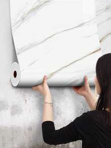 1 Roll 300CM/118.11in Thickened Glossy Marble Pattern Waterproof And Moisture-Proof Aluminum Plastic Panel Self-Adhesive Wall Sticker PVC Wall Panel TV Background Wall Bedroom Bathroom Wall Decoration Renovation Wallpaper, Renovation Stickers Peel Wall Panels, Wall Paper, Wallpapers, Spring Decoration Items Refresh Your Home, Festival Decoration Stickers Gifts Birthday Graduation