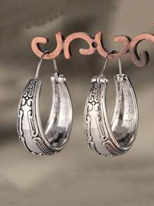 Bohemian Earrings, Silver-Tone Women's Earrings, Handmade Earrings, Gift For Her, Textured Silver Earrings - Silver - View 3