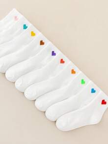 10/5 Paar herzförmige weiße Mädchen Socken, geeignet für alle Jahreszeiten, Herbstsocken, modisch und vielseitig, Studentensocken, geeignet für tägliche Fahrten und Sport, atmungsaktiv