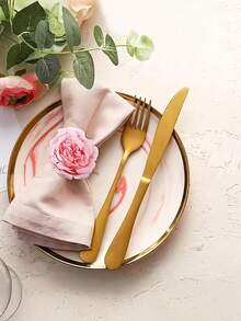 2pcs Elegant Pink Peony Napkin Rings, Imitation Rose Napkin Rings, Applicable For Table Decor, Wedding, Home Dinner, Party, Thanksgiving, Birthday, Romantic Decorations, Special Nights, Anniversary Decorations, Valentine's Day Party Supplies - Multicolor - View 7