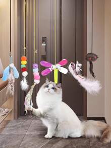 1个互动毛绒猫玩具球 - 发声训练玩具 - 逗猫棒，适合猫咪玩耍和运动，猫玩具，自娱自乐和放松工具，消耗能量，幼猫适用，自动逗猫棒，智能电子猫用品 - 彩色 - 查看 12