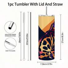 1pc 20oz Vibrant Bengal Cat Insulated Tumbler With Lid & Straw - 304 Stainless Steel, Durable & Stylish For Sports, Outdoor Activities, Perfect Gift Idea, Outdoor Hydration|Artistic Tumbler|Durable Construction - 1個 - 查看 4
