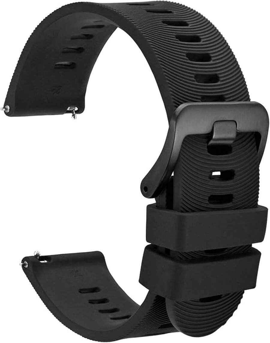 Smart Watch Strap - Black (Black Buckle) - View 1