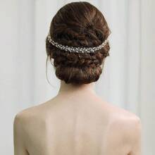 New BABEYOND Bridal Headpiece Rhinestone Wedding Headband Pearl Vintage Wedding Hair Bands for Brides with Lace Ribbon White Beads - abalorioblancas - Ver 5