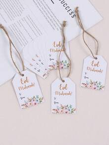 30 Stücke/50 Stücke/100 Stücke/200 Stücke Eid Mubarak Geschenkanhänger, bunte Blumenmuster Eid und Ramadan Party Dekorationen, goldene Akzente, unverzichtbar für DIY Geschenkverpackung