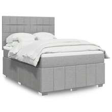 vidaXL Boxspringbett Mit Matratze, Hellgrau, 140x200 Cm, Stoff - Grey - View 1