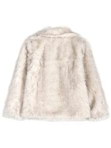 Quần áo mùa đông cho nữ đi chơi Áo khoác lông nhân tạo màu trơn cổ khoét rộng thanh lịch tối giản phong cách retro dành cho nữ (Hàng mới về mùa đông) - Màu Khaki - Xem 4