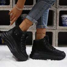 2025 Winter Fashion New For WomenSnow Boots, Plush Cute Plush Thick Bottom Lace-Up For Women Snow Boots,Ankle Boots.Women's Short Plush Lined Snow Boots - Anti-Slip & Perfect For Outdoor Winter Boots For Women - 黑色 - 查看 3