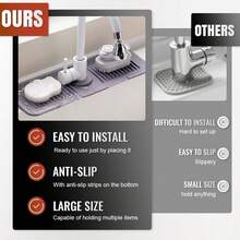 1 Pc Silicone Dish Drying Mat - Foldable, Heat-Resistant, Multi-Purpose Draining Pad, Suitable For Non-Slip Mats For Sink Side, Natural And Hygienic Kitchen Essential For Home And Kitchen Room Decor, Part Of Your Cozy Fall& Winter Styles And Christmas Decorations - Grey - View 3