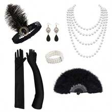 7pcs 1920s Accessories Set, Flapper Style Women's Accessories, 1920s Costume, Roaring 20s Themed Accessories Set, Suitable For Parties, Role Play, Galas And Art Deco Events - Multicolor - View 15