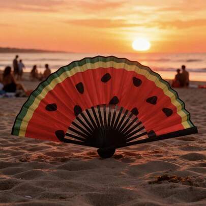 1 pieza Abanico plegable con diseño de sandía, abanico de mano pequeño adecuado para baile, fiestas, cosplay, regalos