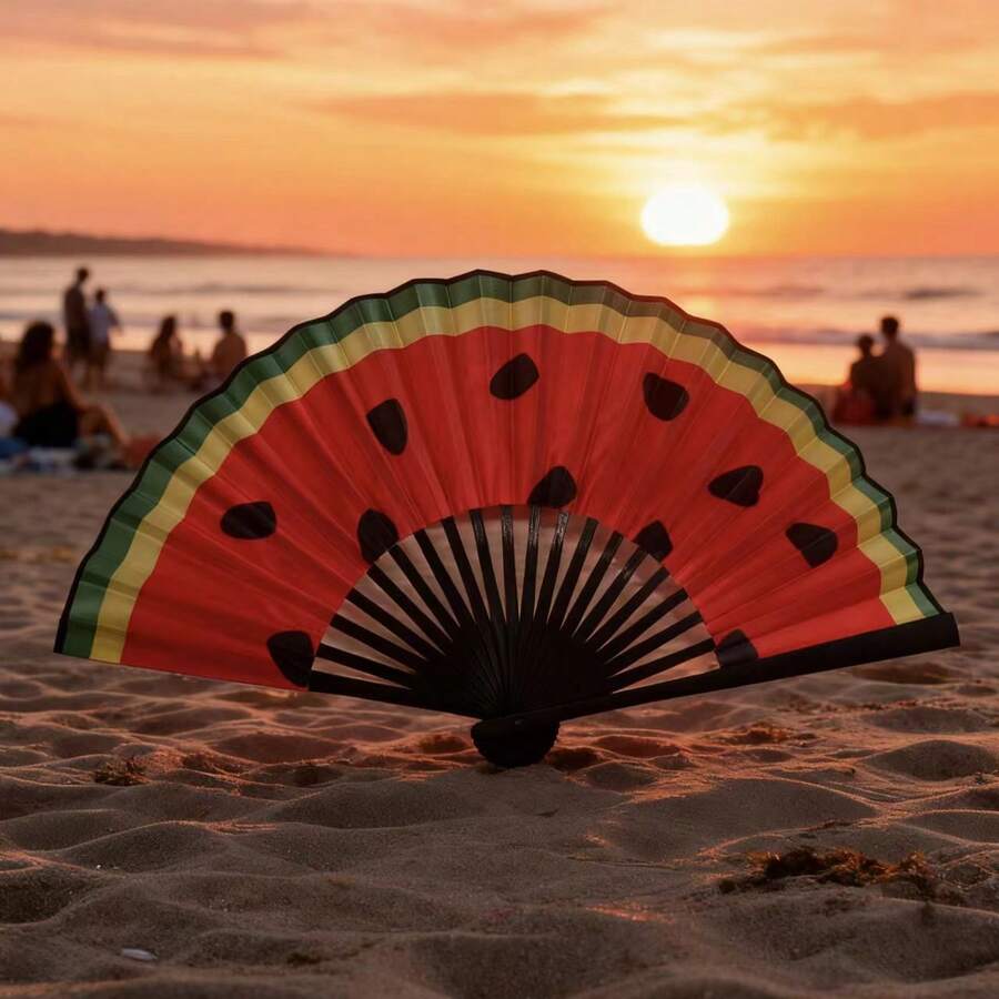 1把西瓜折叠扇，小型手持扇，适合跳舞、聚会、角色扮演、送礼 - 多色小西瓜扇 - 查看 1