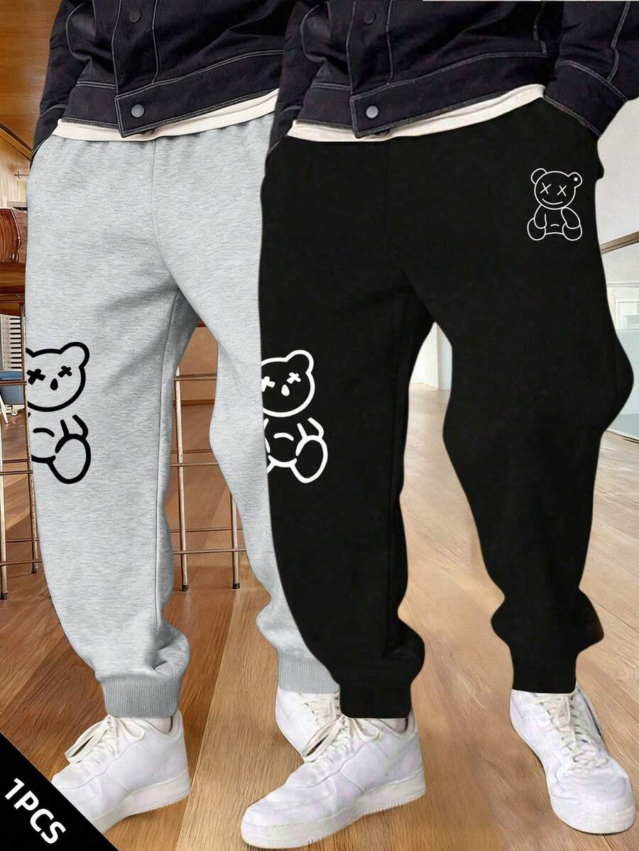 1 pièce Pantalon de survêtement en molleton unicolore décontracté pour adolescents garçons, avec poignets élastiques, printemps/automne