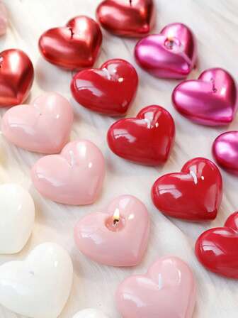 2pcs Large/Small Candle Set, 1pc Heart-Shaped Candle, Scented Candle, Creative Candle Gifts, Suitable For Weddings, Parties, Home Decor, Room Decor, Holidays