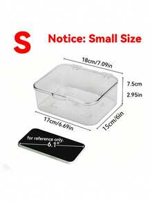 1pc Transparent Desktop Storage Box With Lid, Dust-Proof Container. Mini Household Medicine Storage Box. Multi-Functional Storage For Cosmetics, Face Masks, Stationery, Sundries - Multicolor - View 10