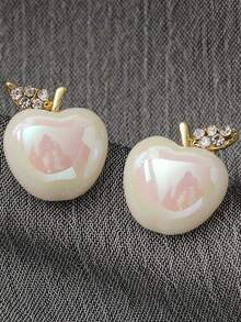 2 件装简约个性可爱俏皮兔子仿珍珠耳钉（女款） - 蘋果 - 查看 4