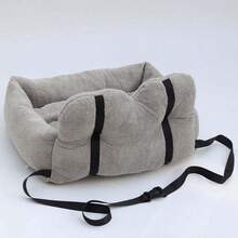 1pc Pet Travel Car Bed, Soft Car Bed For Small To Medium Pets, Comfortable , With Adjustable Straps, Portable And Washable, Suitable For Car Trips - Grey - View 6